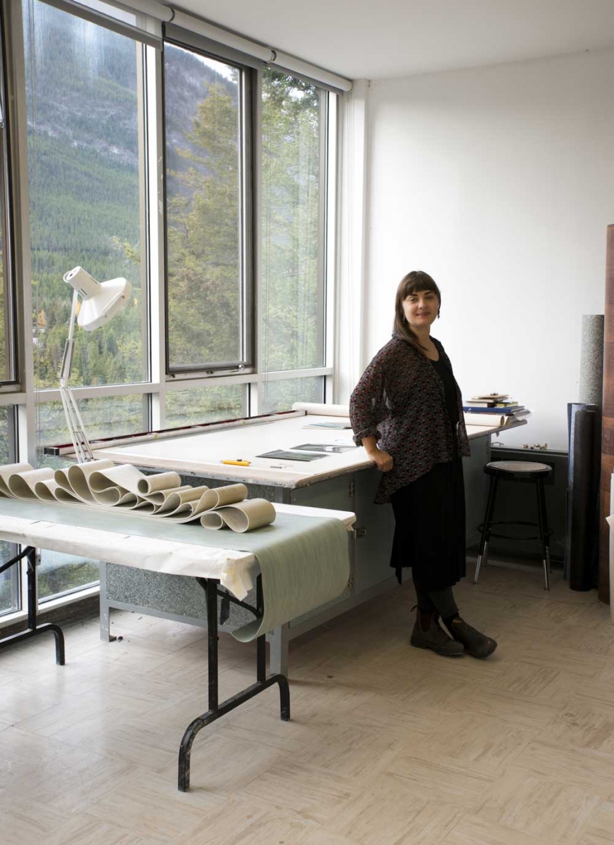 One of the Banff Centre’s current artists-in-residence, Calgary-based artist Svea Ferguson in her studio at The Banff Centre.