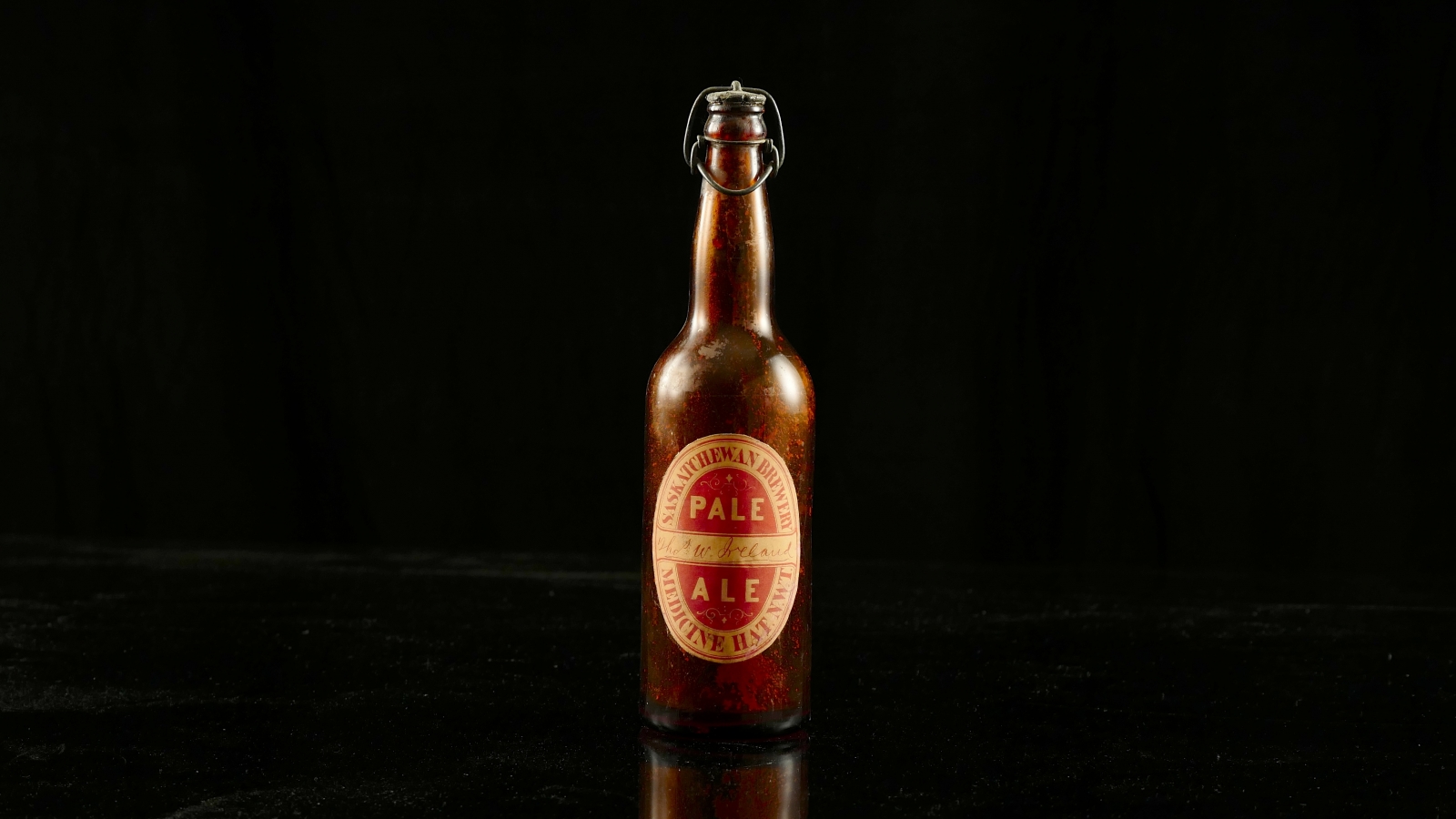 A bottle of Alberta's first beer from the Saskatchewan Brewery.