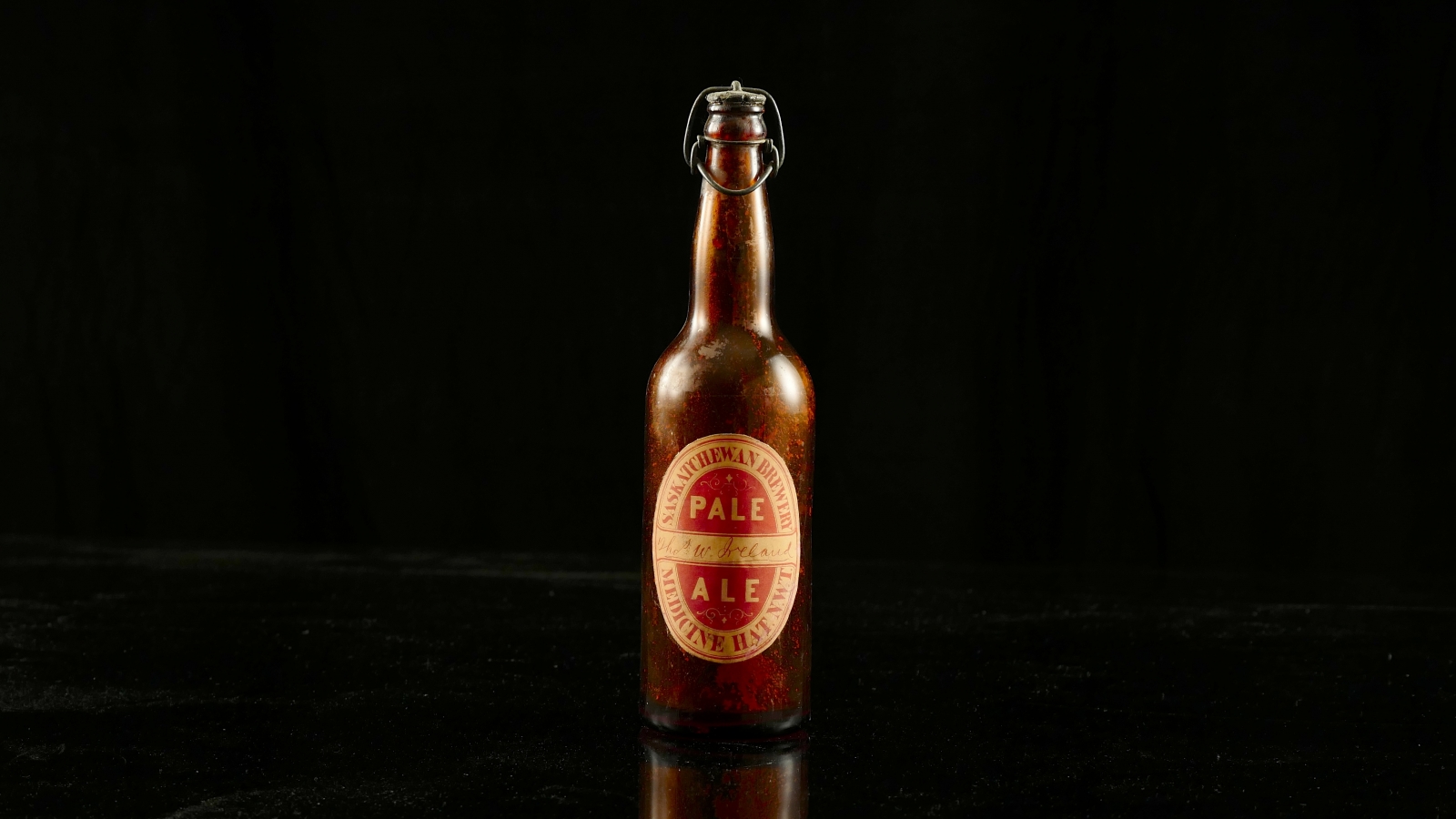 A bottle of Alberta's first beer from the Saskatchewan Brewery.