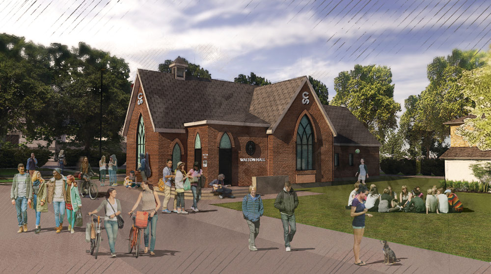 Walton Hall, a replica of the former Westbourne Baptist Church, will open on the Stampede's Youth Campus in late 2018. It will include fabric from the original building.