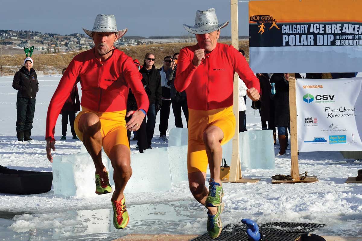 Jump into Icecold Water at the 10th Calgary Icebreaker Polar Dip