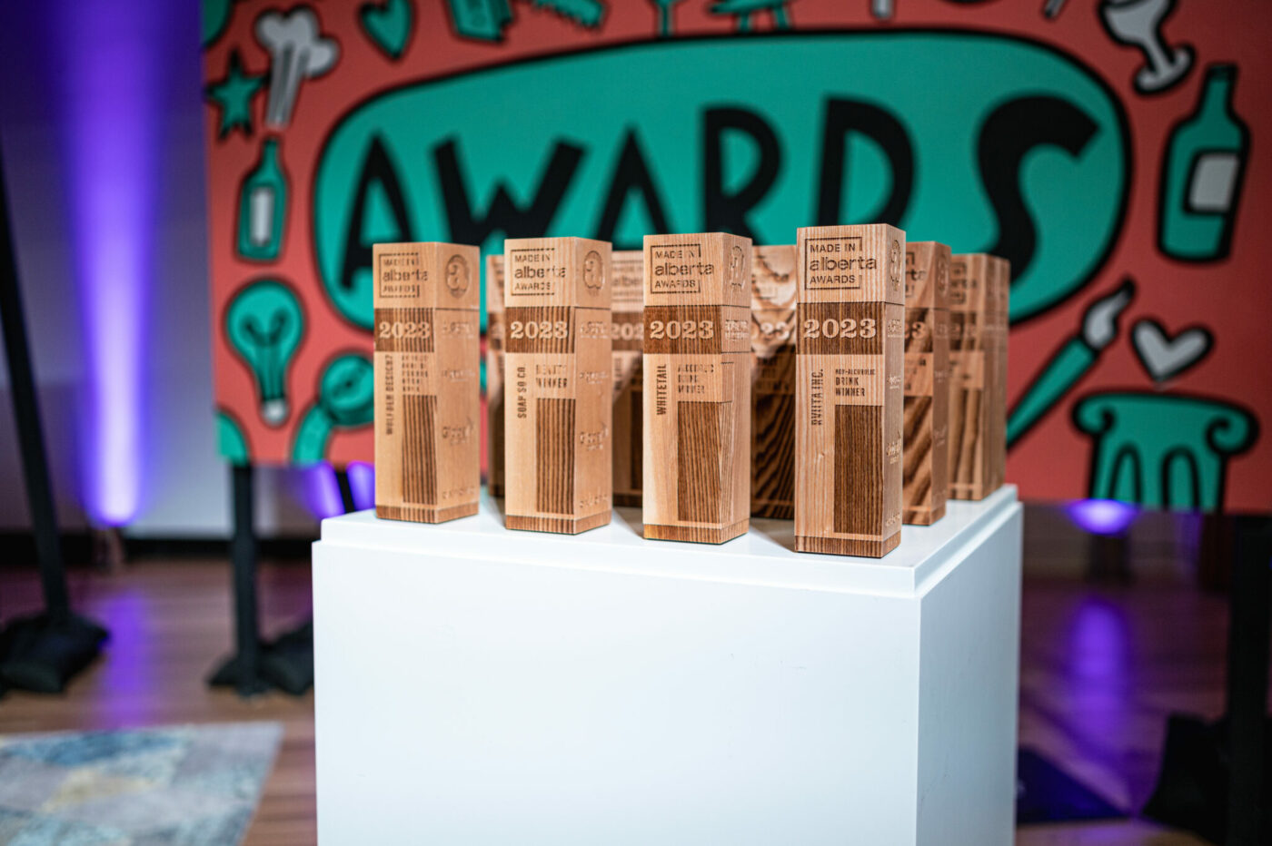 2023 Made in Alberta Awards trophies. Photo by Chris Landry.