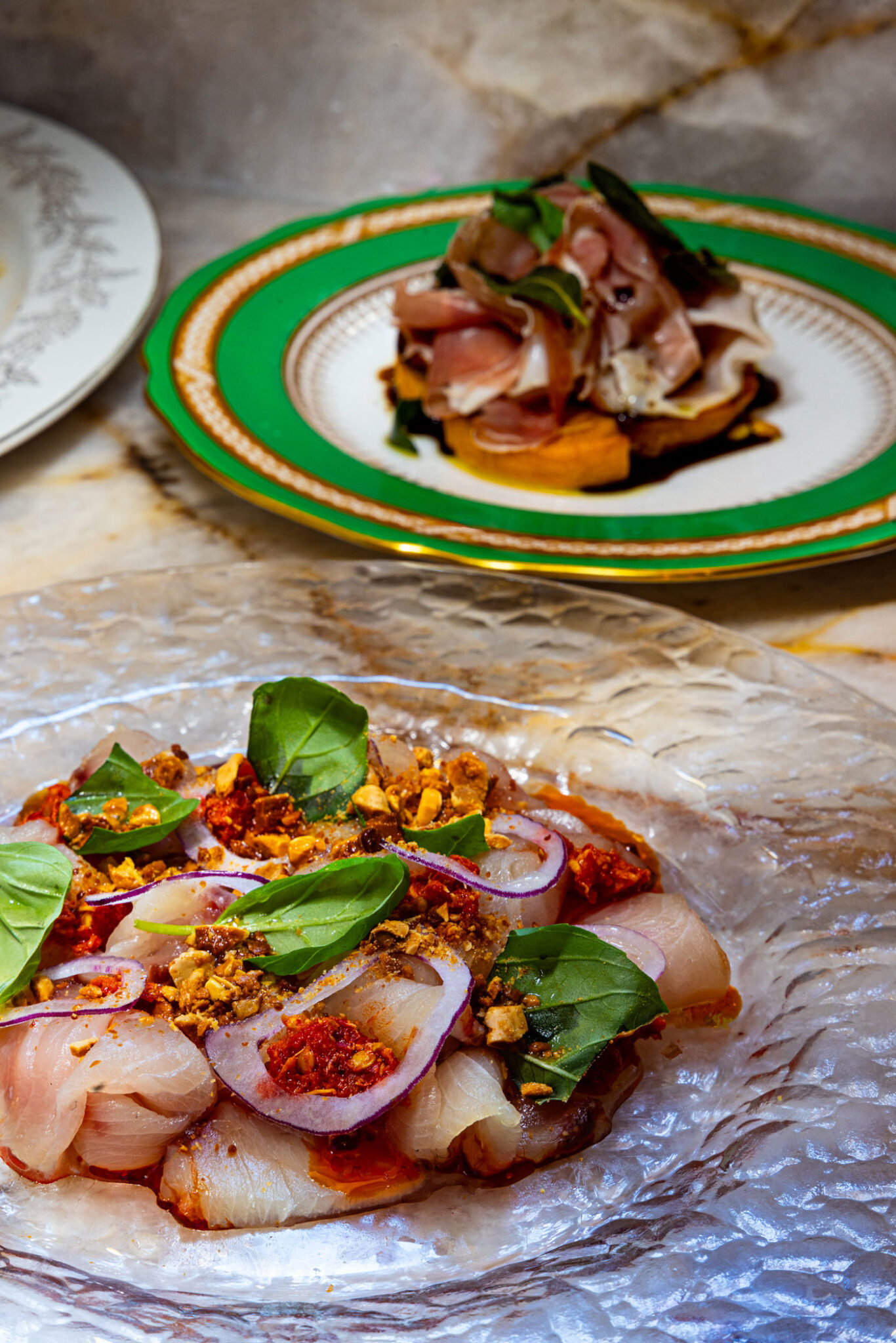 Two plates of food at Dopo/Bar Rocca.