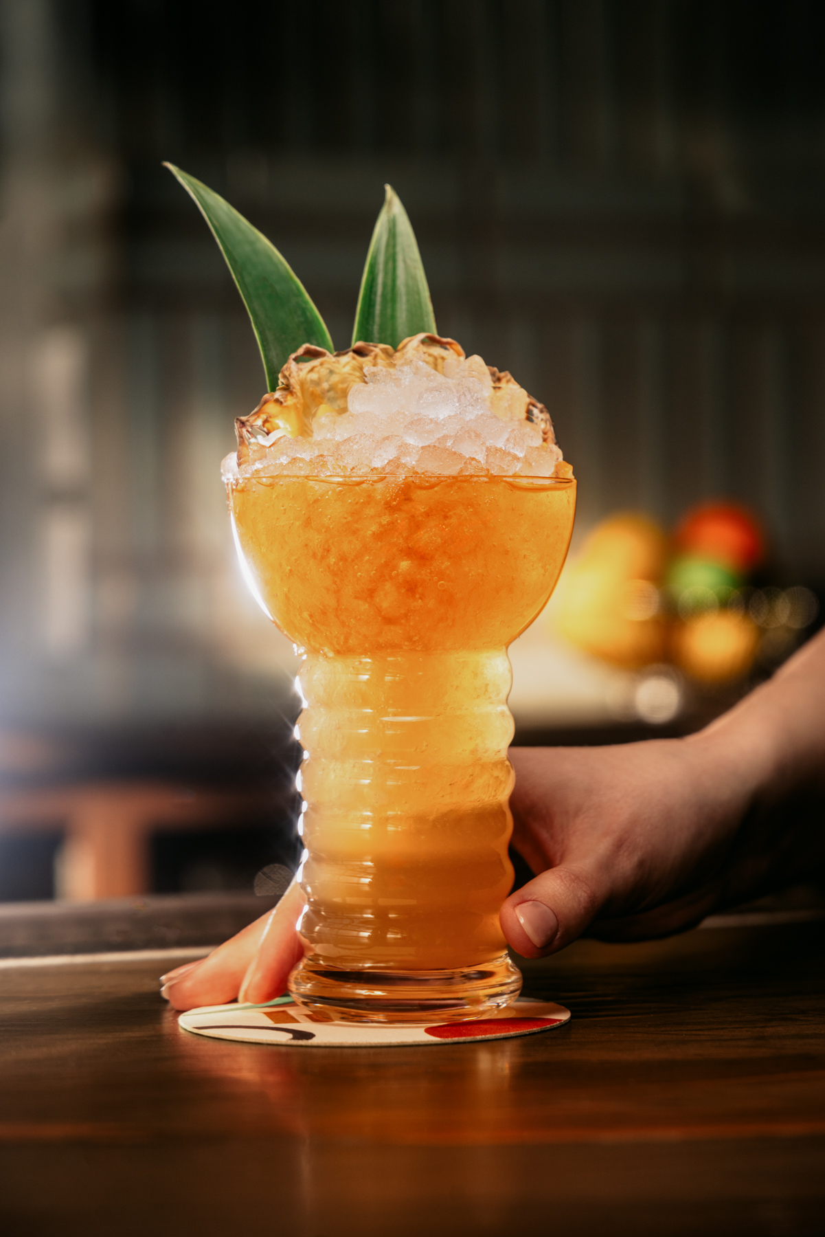 A non-alcoholic beverage in a tall glass. 