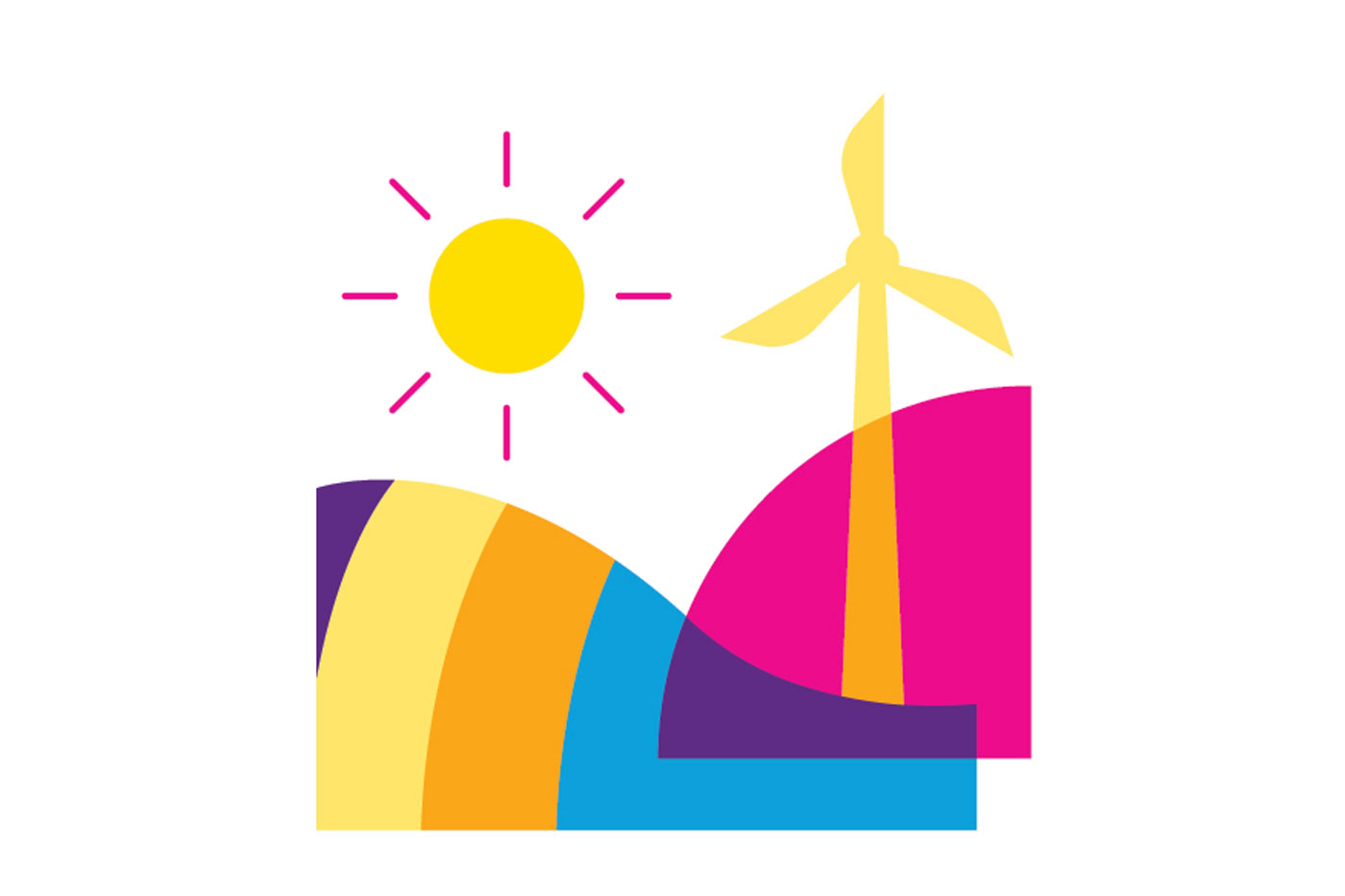 Colourful illustration with a sun