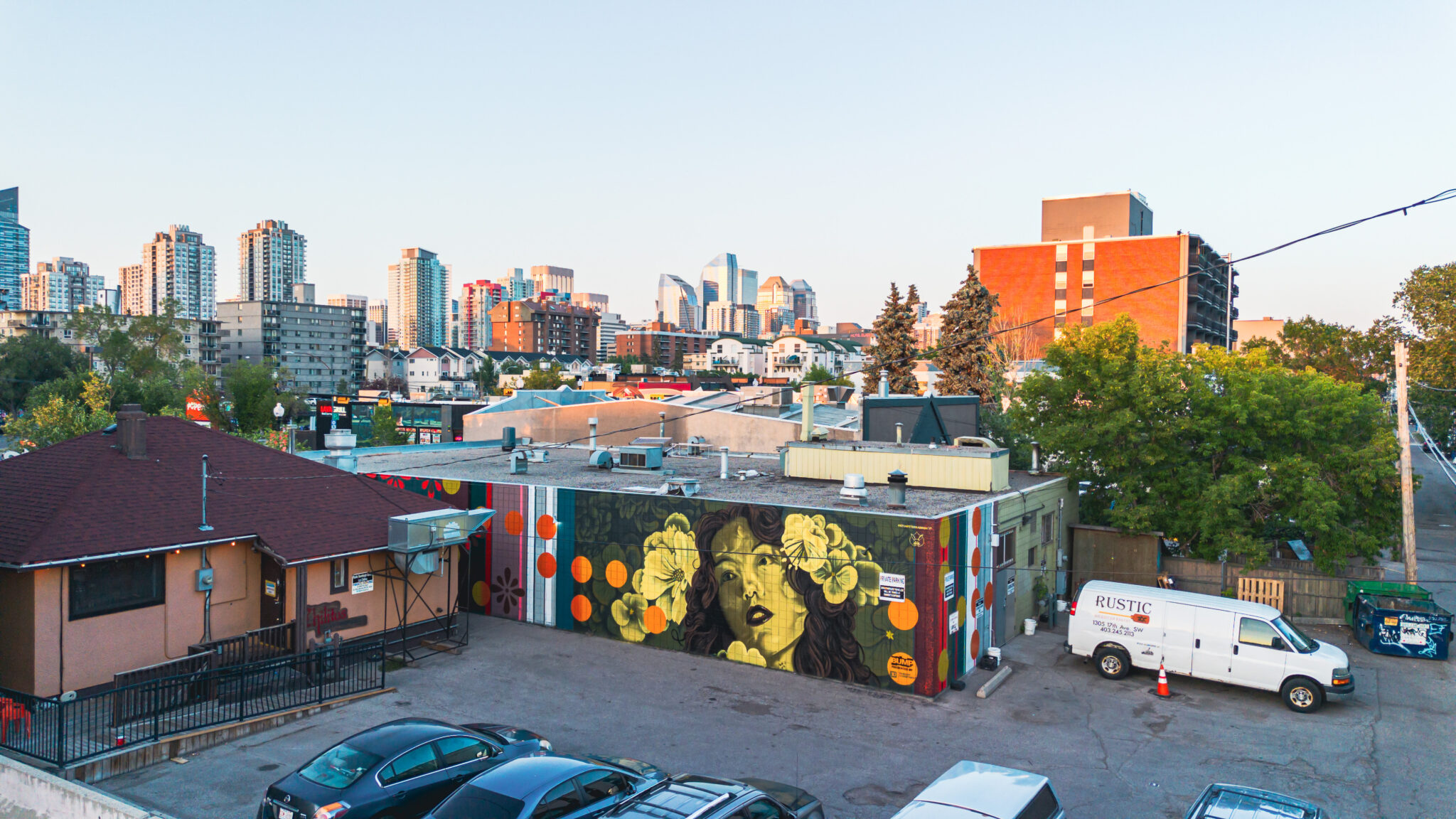 A colourful mural on the side of a building in the Beltline.