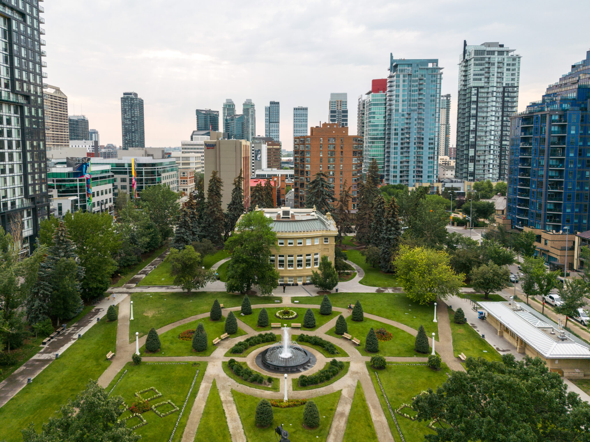 A birds-eye view of Central Memorial Park.