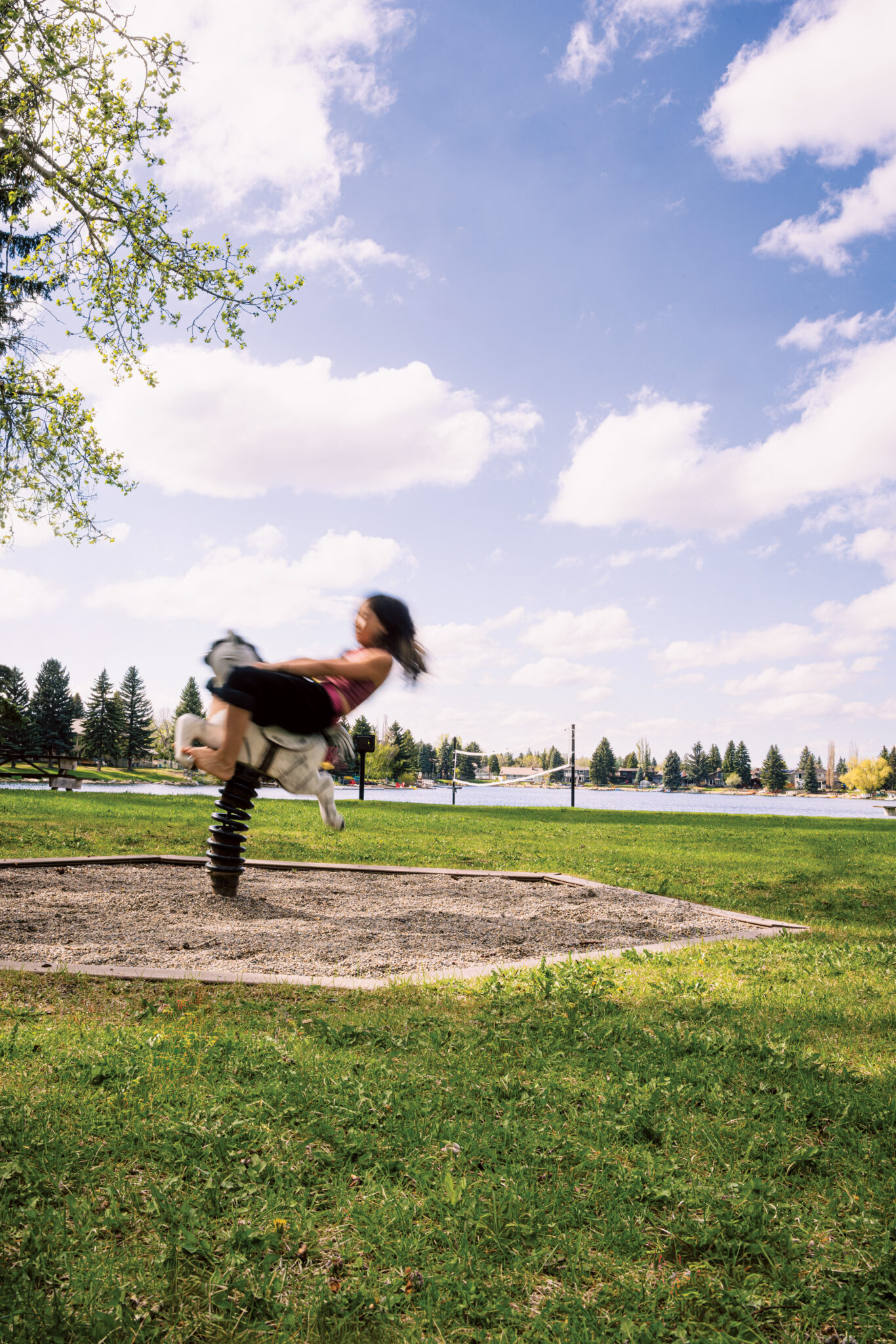 A child plays on park equipment in the Midnapore neighbourhood.