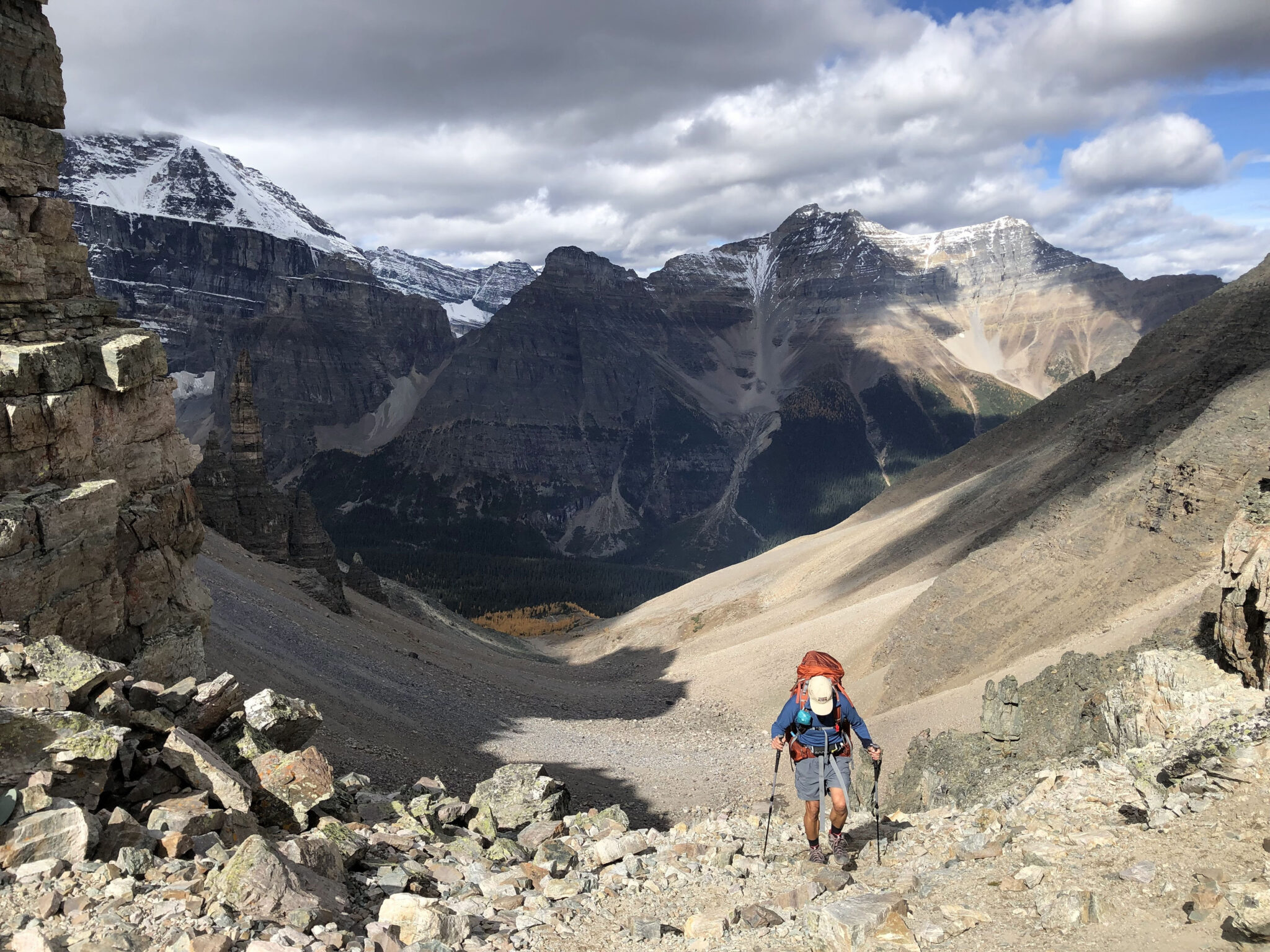 A person hiking in the mountains