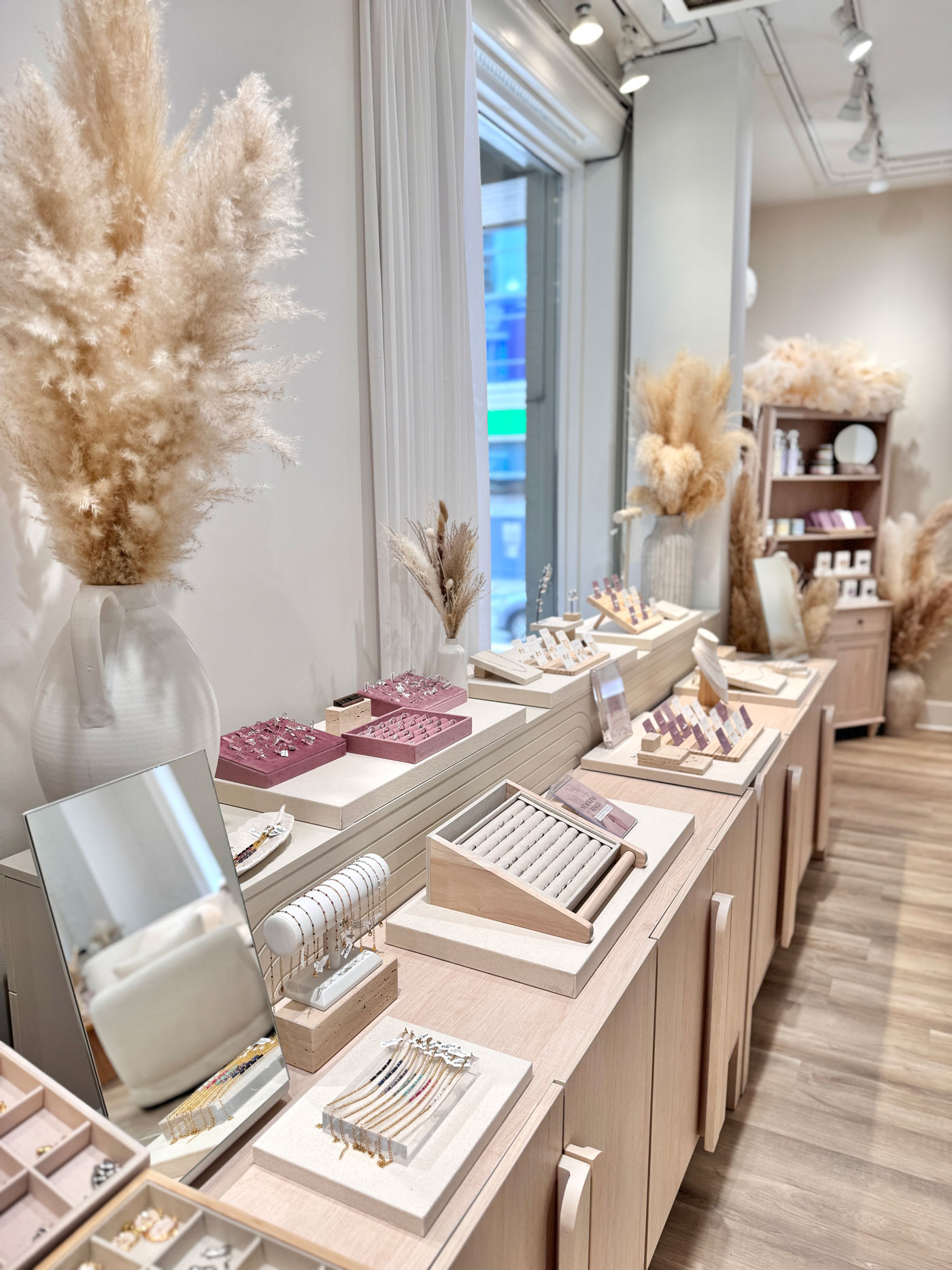 Jewellery displays in a jewellery store