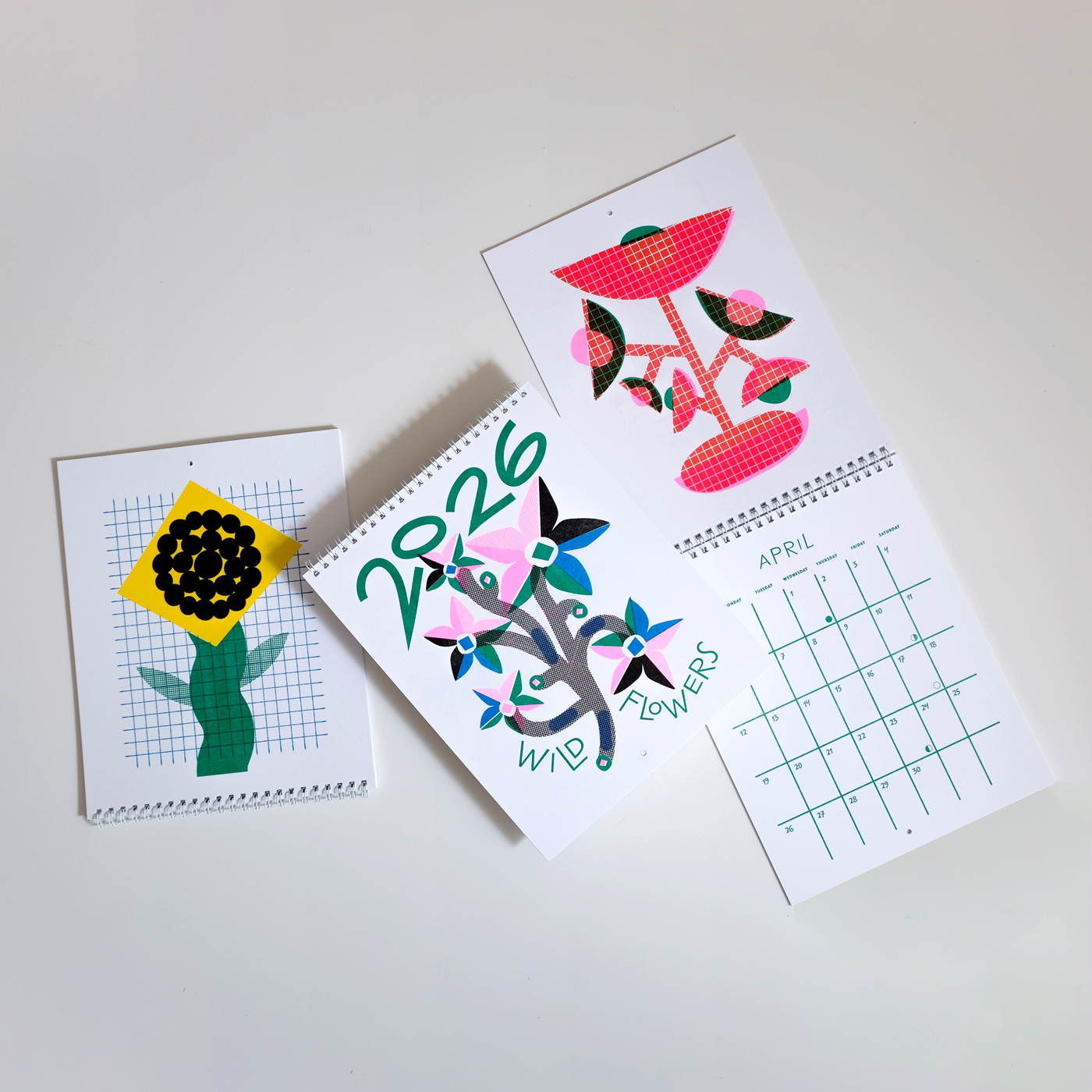 Wall calendars with flower artwork