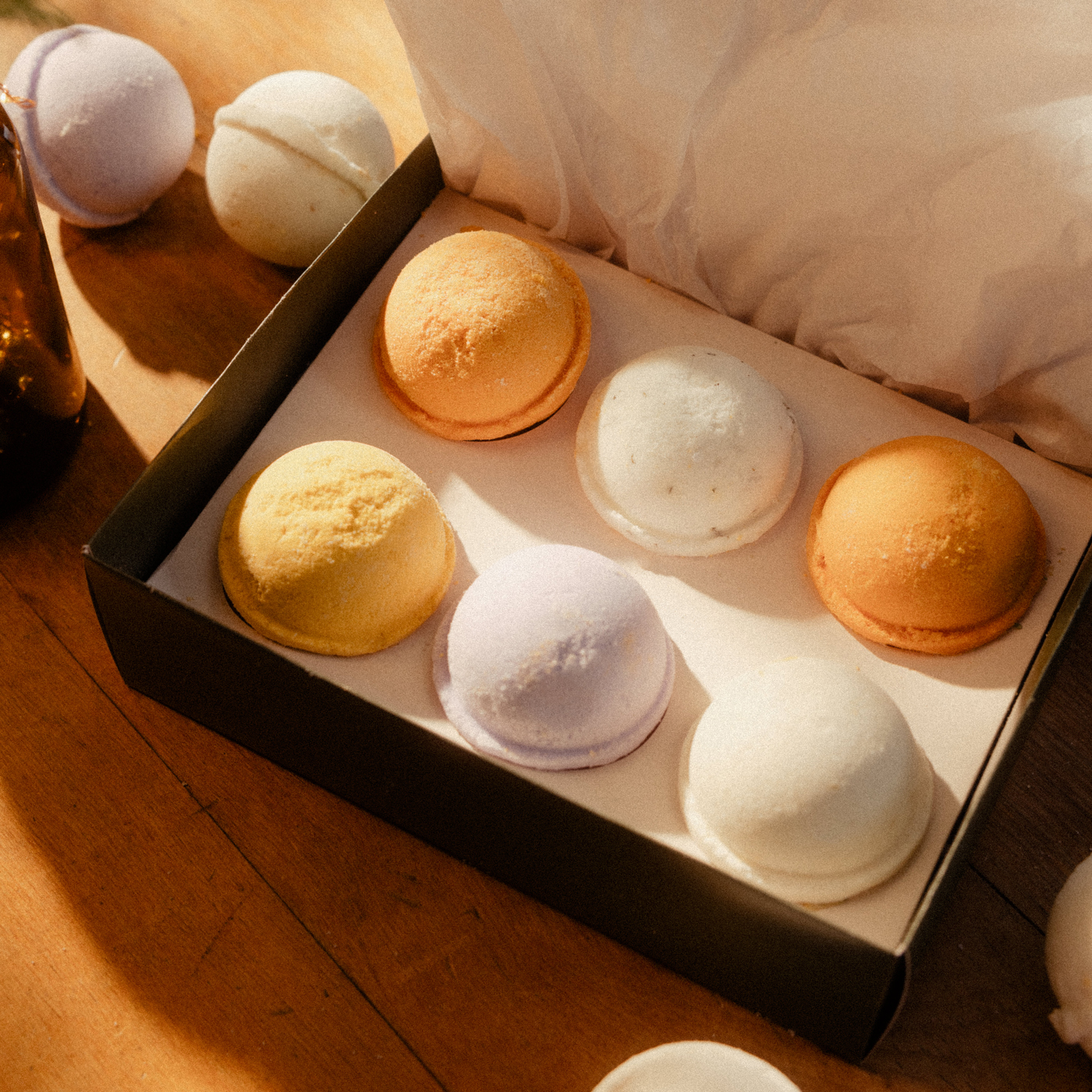 A set of six bath bombs