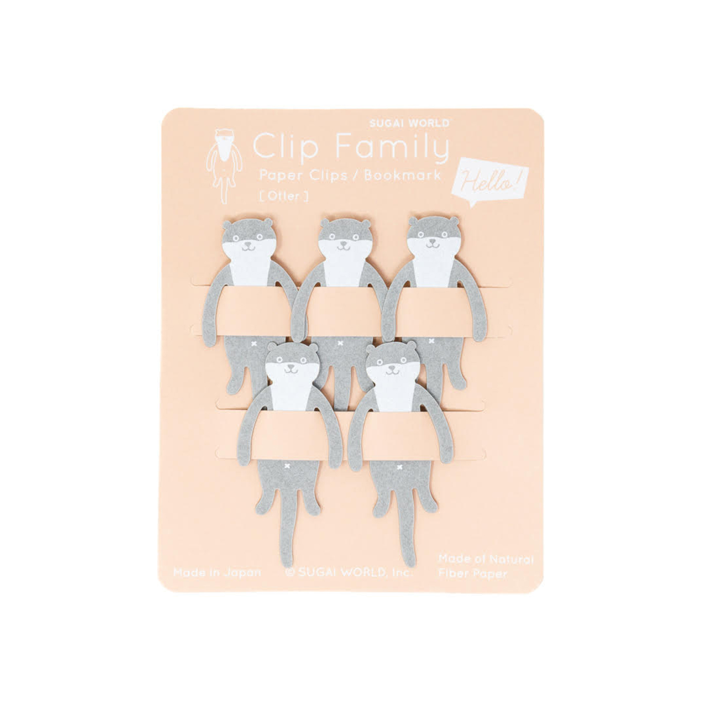 Clips shaped like grey and white otters