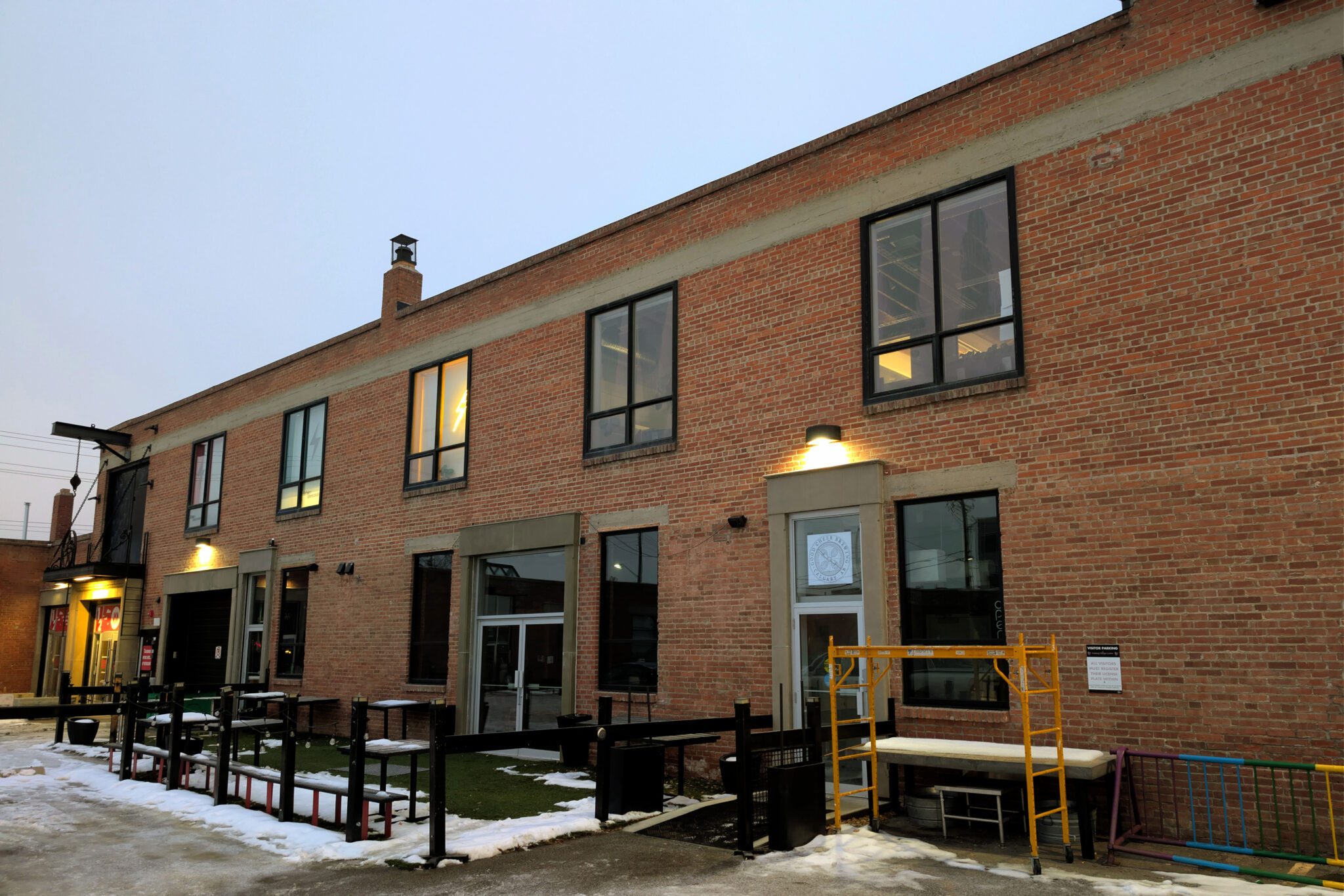 A brick building with a brewery inside