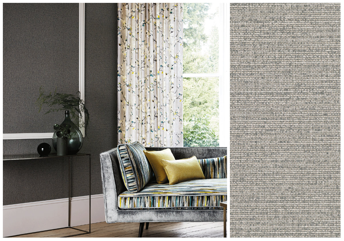 Edie by Romo hessian-style vinyl wallpaper from The Heather Company.