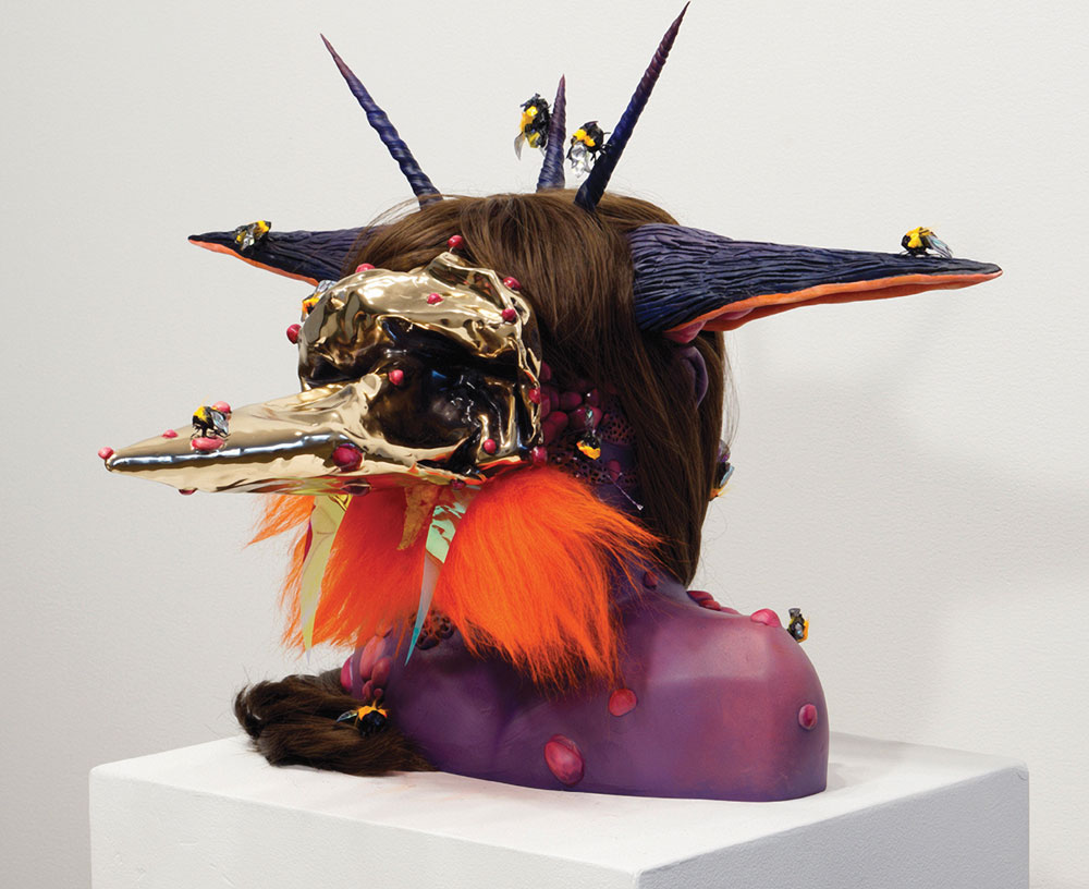 PAINTEATER/Thin Skin Thick Hide, 2015, Epoxy putty, bronze and mixed media, 16.5