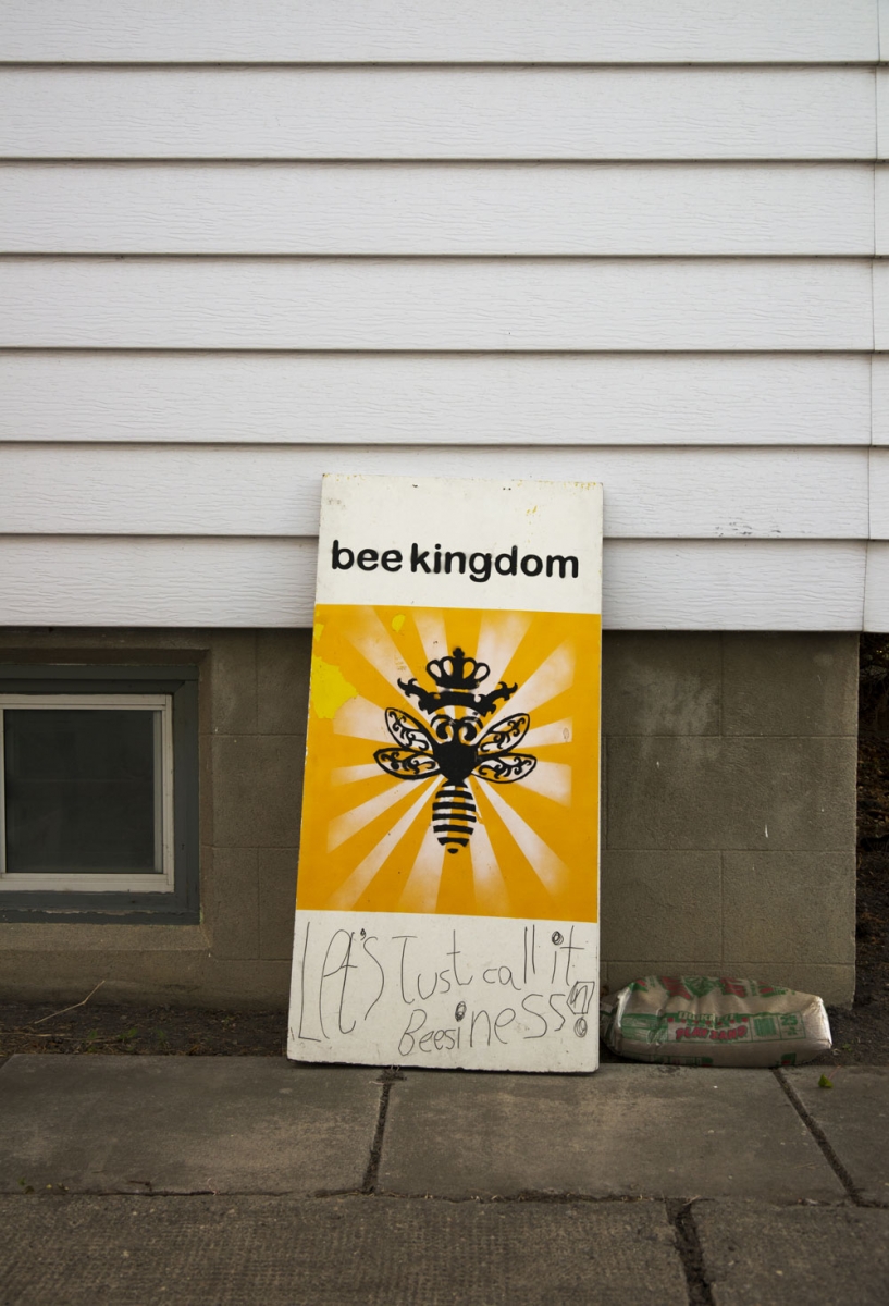 The Bee Kingdom studio is located in a converted garage in Mount Pleasant. This witty slogan contributed by a friend’s daughter.