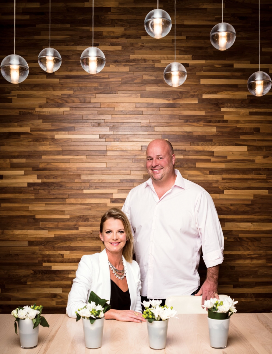 Homeowners Lisa and Beerd Beekman at their dining room table.