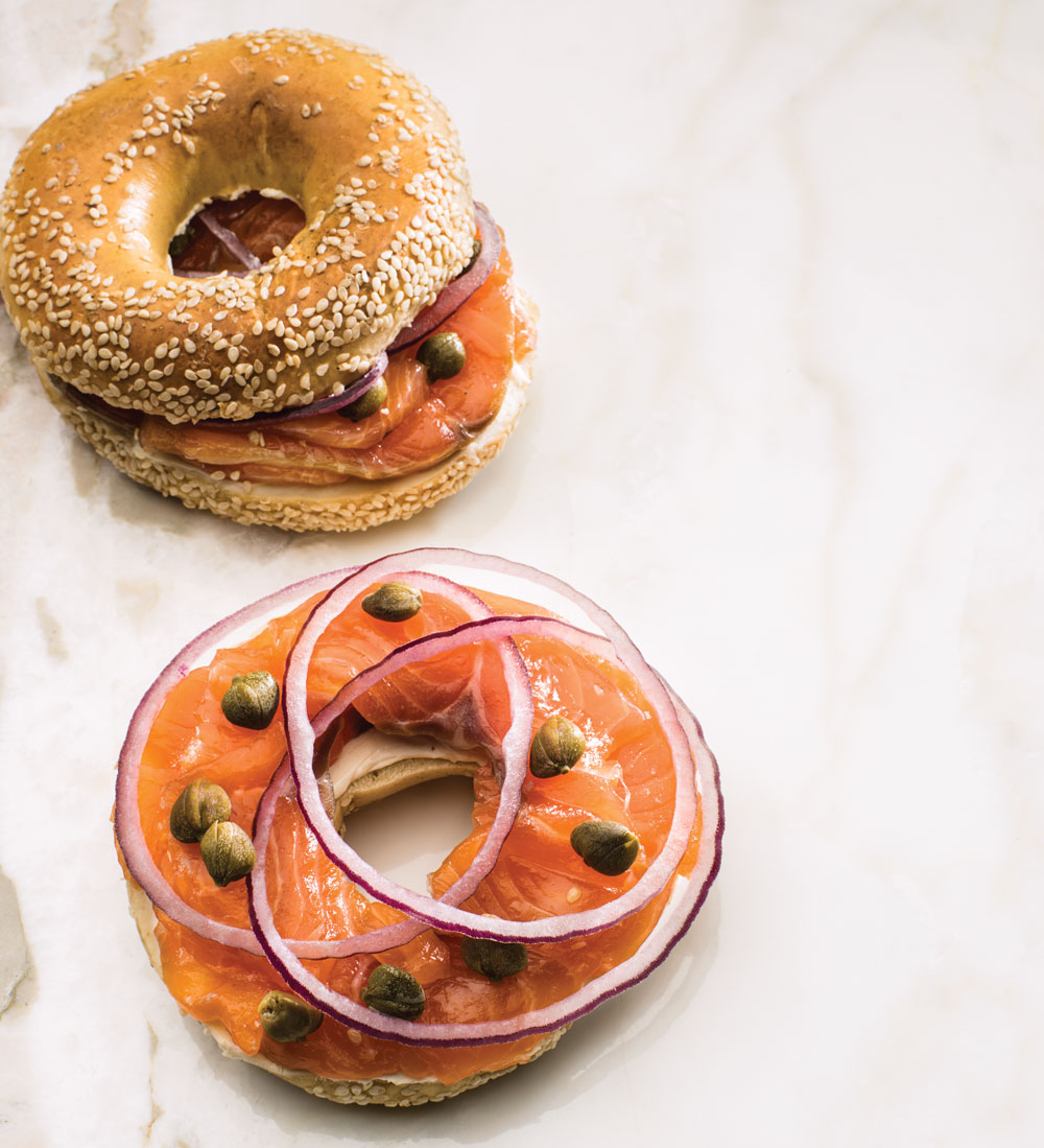 Montreal-style bagel and lox from Grumans Catering and Delicatessen.