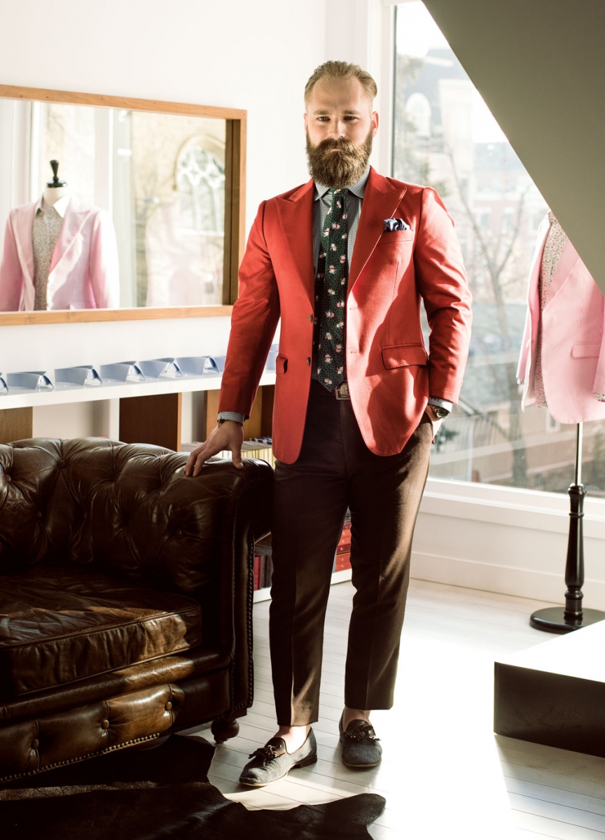 Jacket, pants and shirt, all from Gentlemen Proper; LEELA Couture tie; Noble Breed pocket square; Antonio Maurizi shoes.