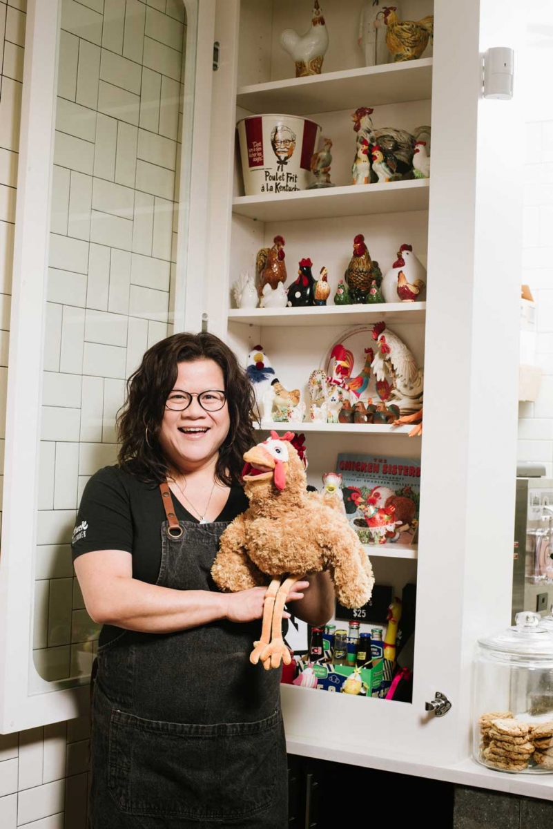 Chef Nicole Gomes inside of Cluck N Cleaver.