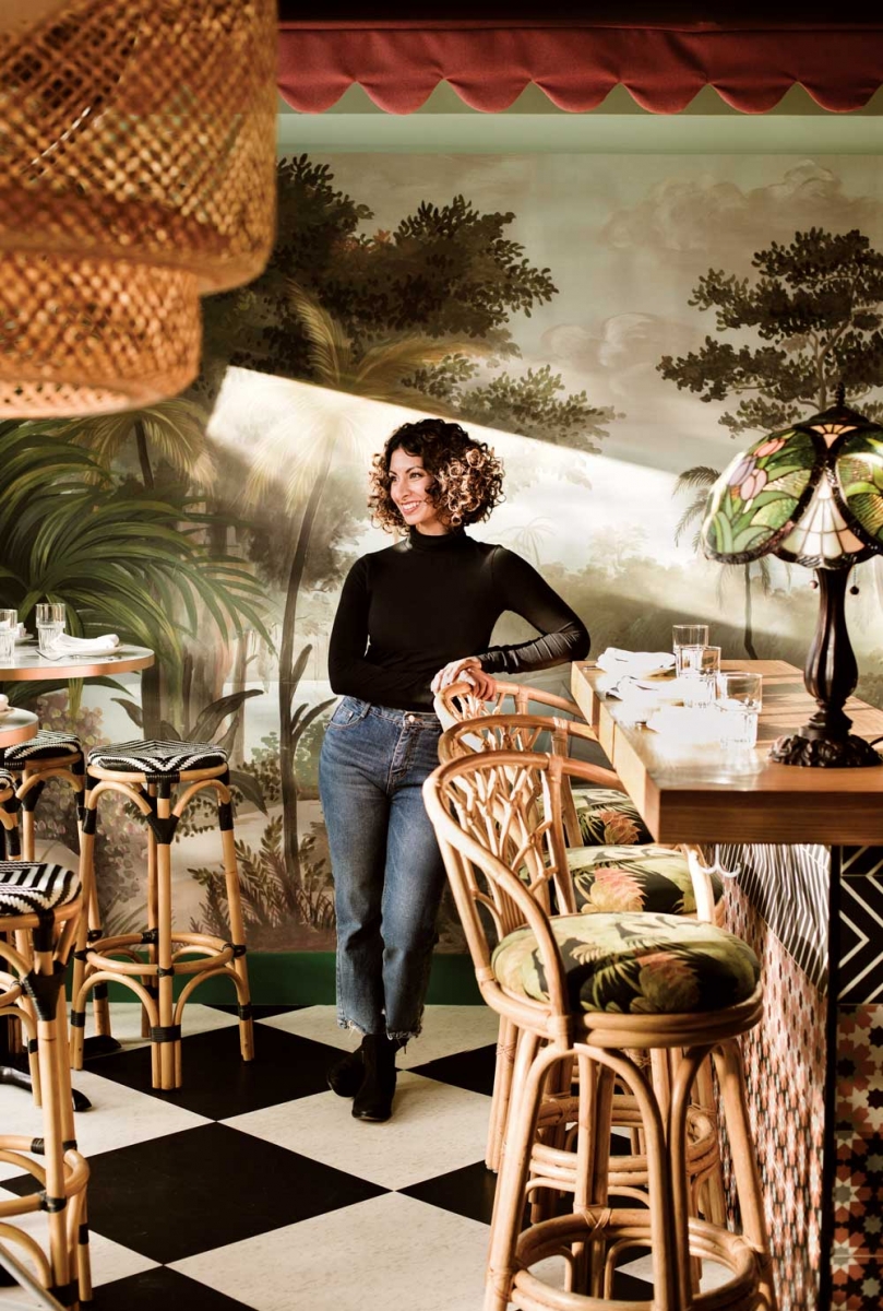 Artist and co-owner Maya Gohill designed the interior at Calcutta Cricket Club.