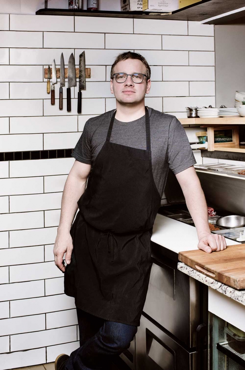 Chef Eric Hendry in the kitchen at Bar Von Der Fels.