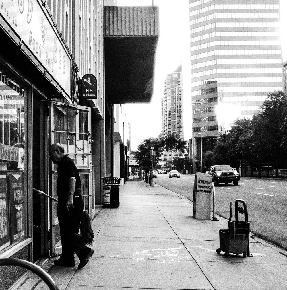 Chris Tait snapped this shot on the streets of Calgary using high-sensitivity black-and-white film.