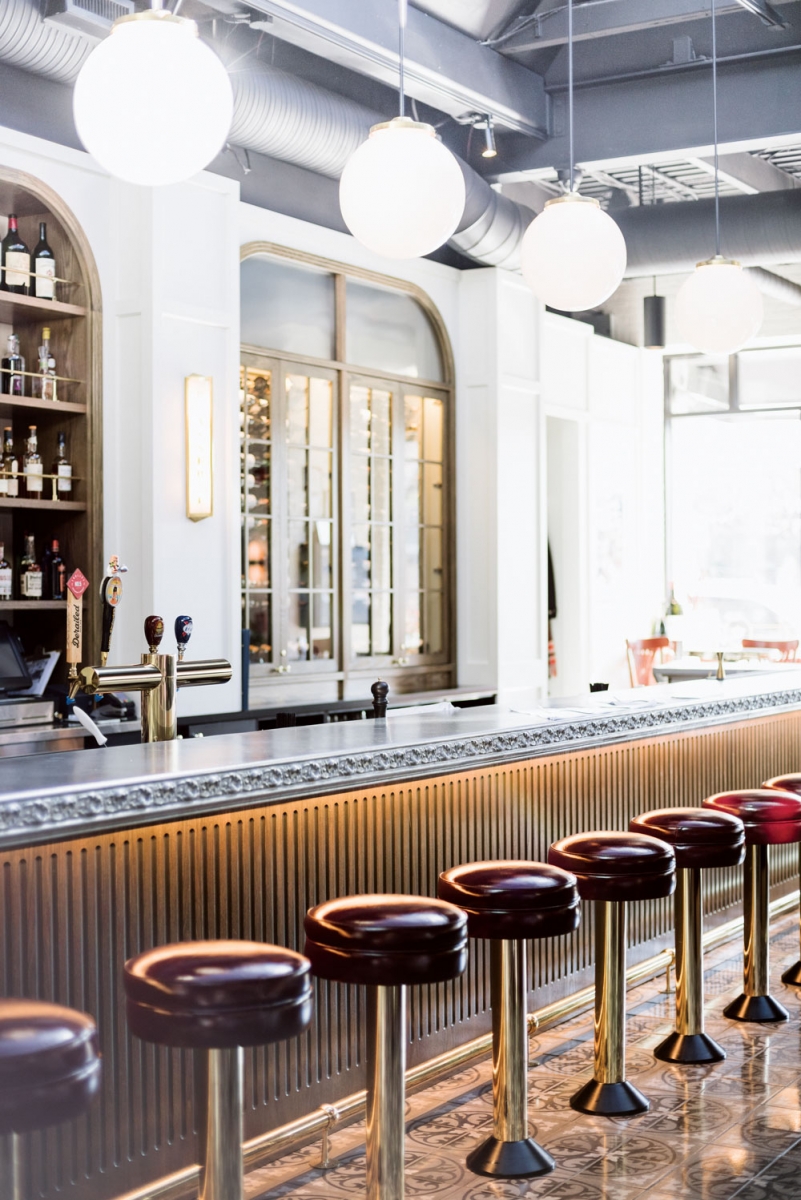 The zinc topped bar at Royale Brasserie.