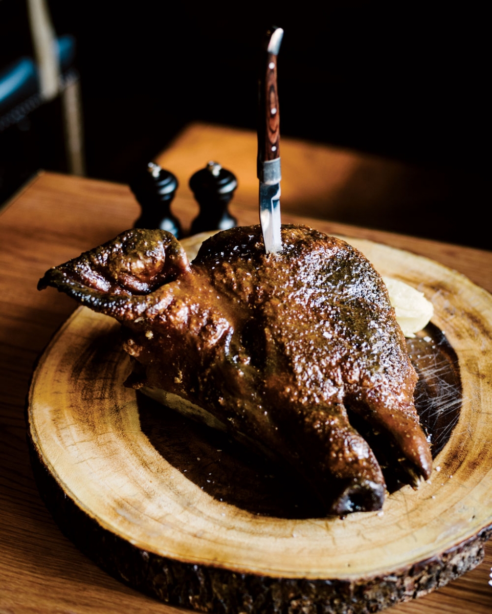 Slow-roasted pig’s head at The Guild.