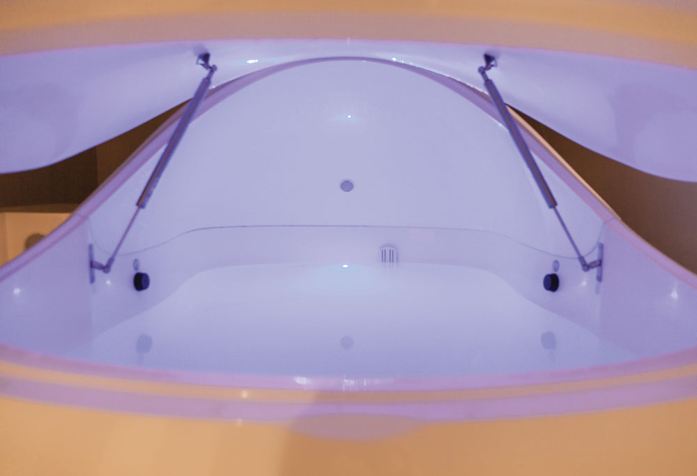 One of five flotation chambers at FloatLife.