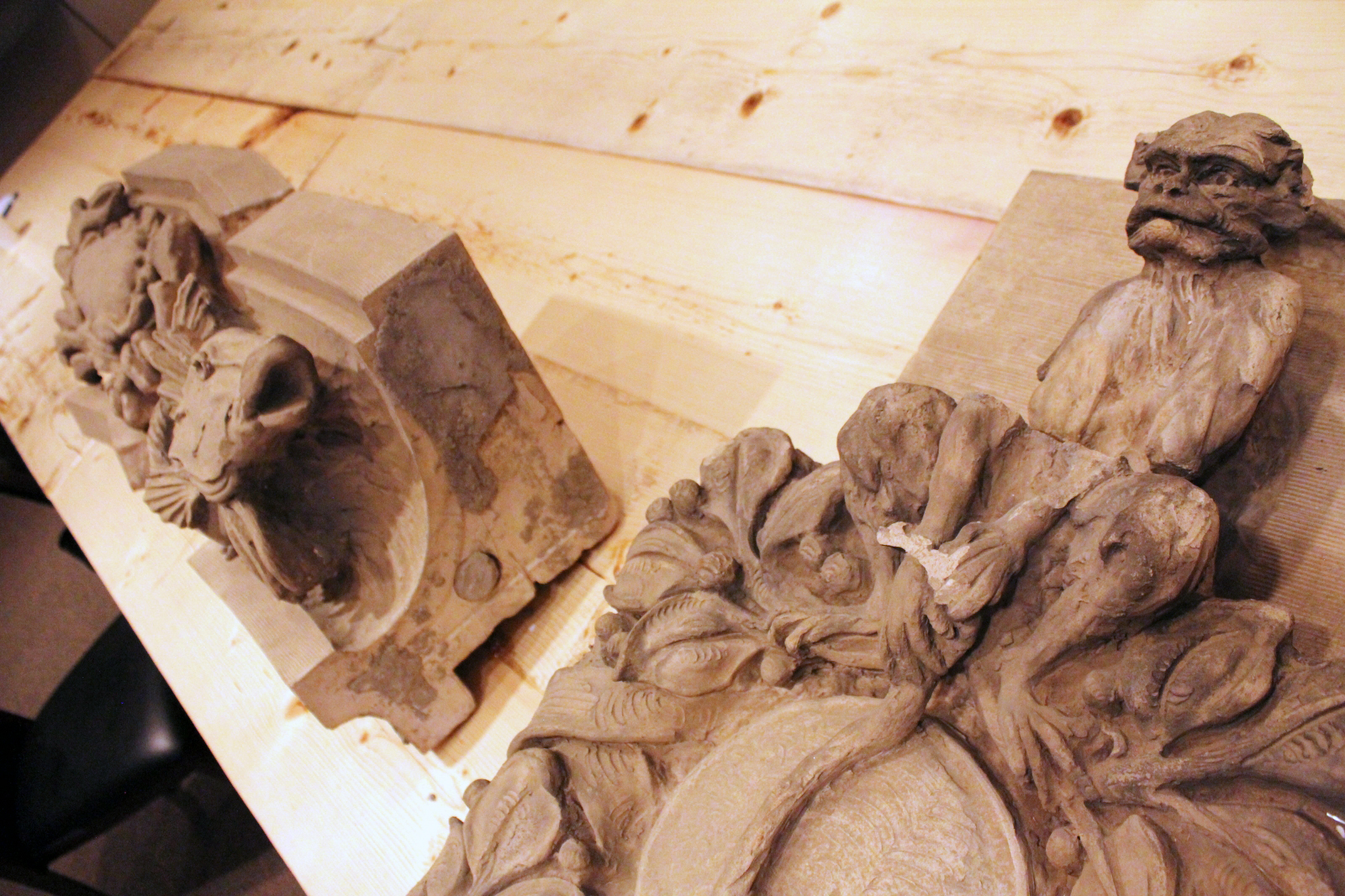 Three of the Gargoyles kept in Fort Calgary's storage.