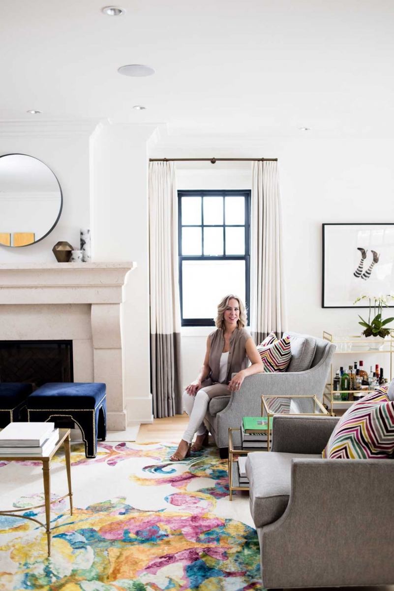 Homeowner Jill Carlsen in the living room.
