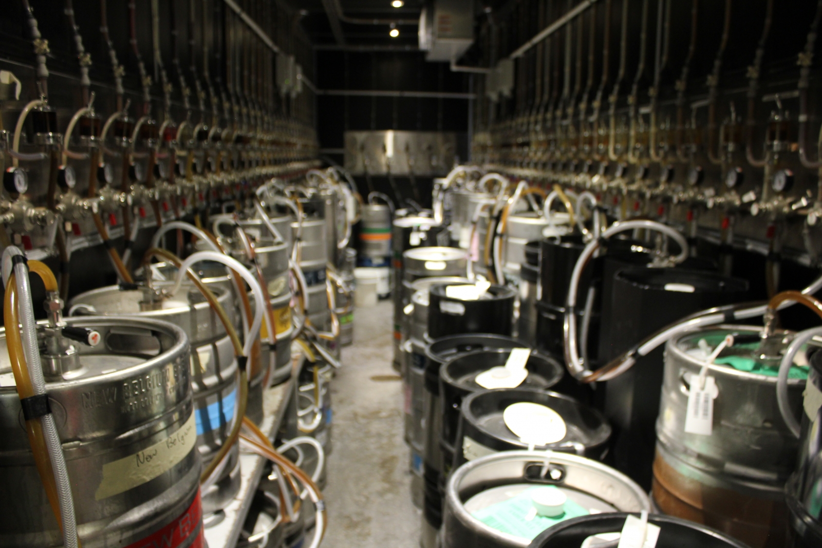 Craft Beer Market's frosty backroom is home to an impressive number of beer kegs, most of which are on tap.