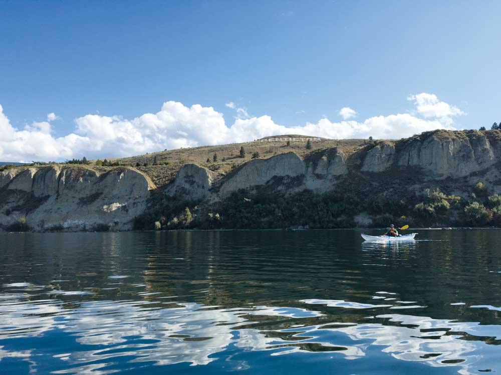 Kayaking on Okanagan Lake Hoodoo Adventures.