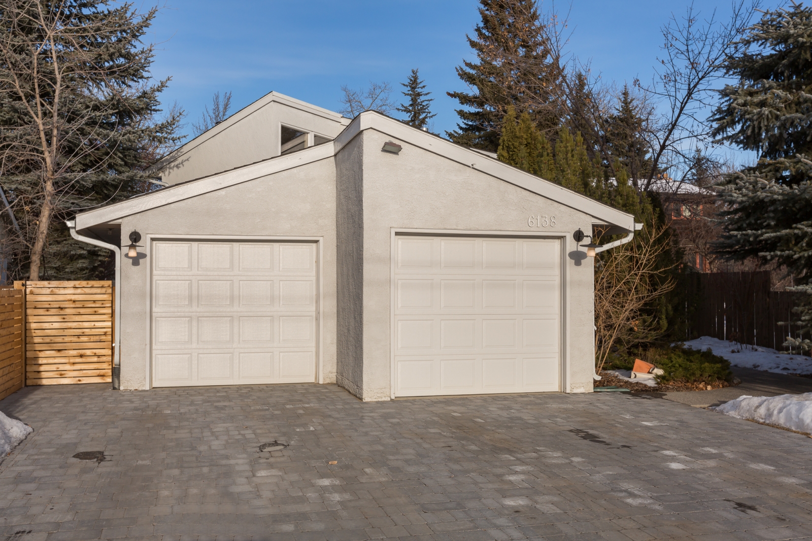 A double-car garage faces the street.