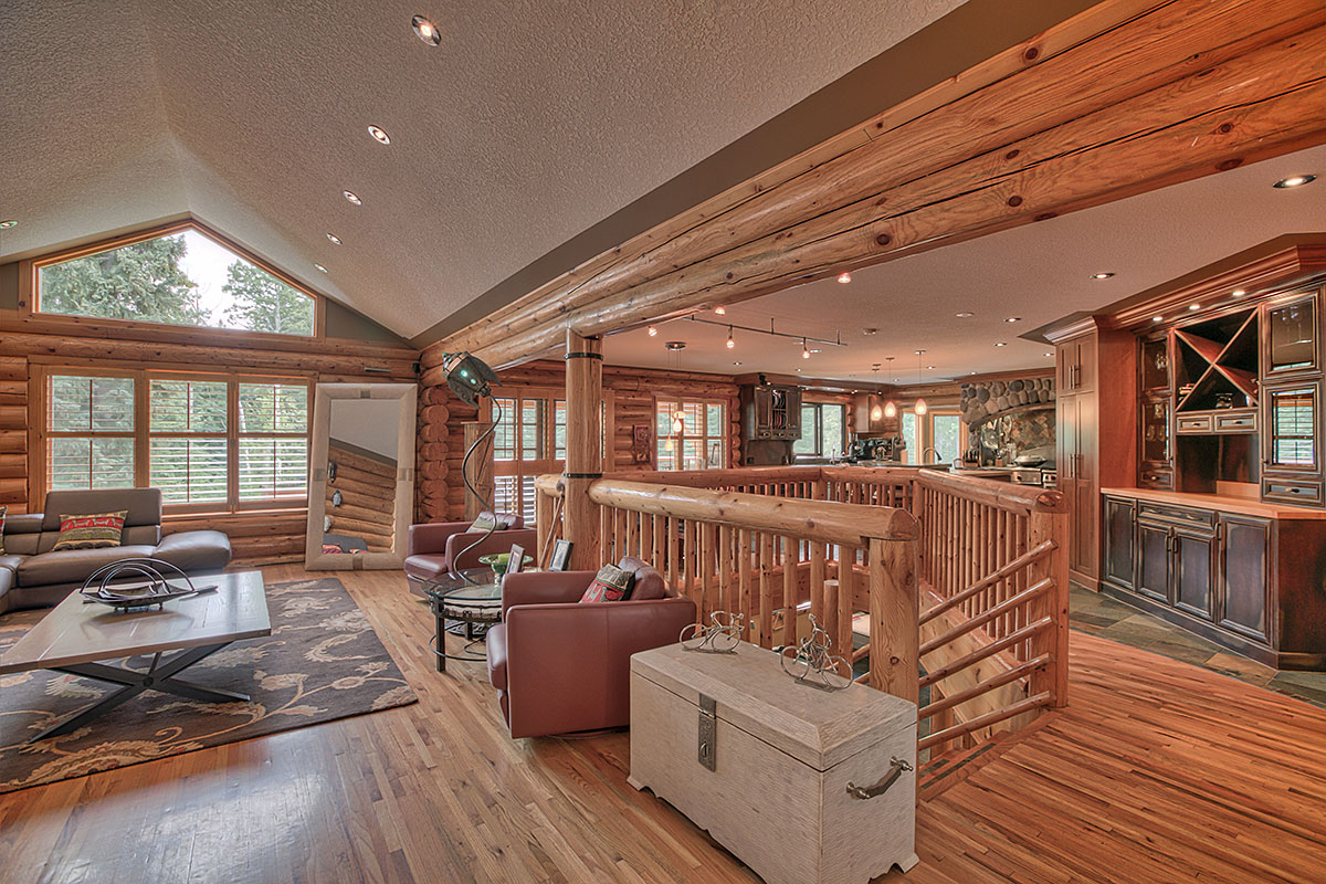 Find hardwood and slate flooring throughout the house.