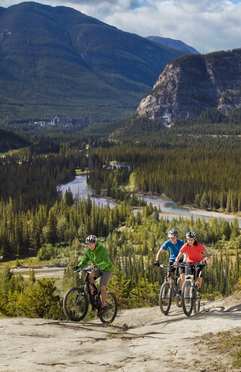 Biking the Hoodoos Trail at Tunnel Mountain.