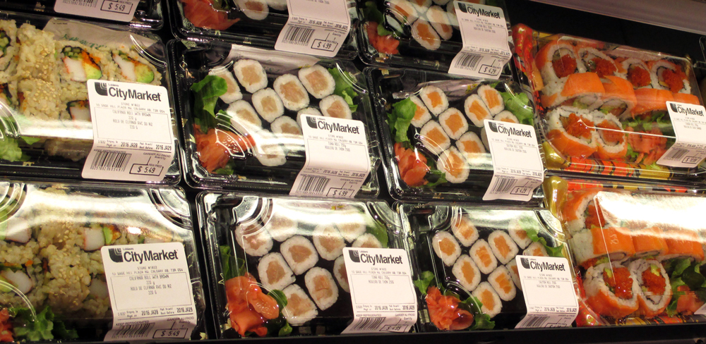 T & T Supermarket is owned by Loblaws, which mean the CityMarket gets to tap into the delicious sushi from the Asian supermarket. The Sage Hill store makes sushi fresh daily. You can grab a just-made tray or put in a custom request, shop the rest of the store and come back to have it ready for you.