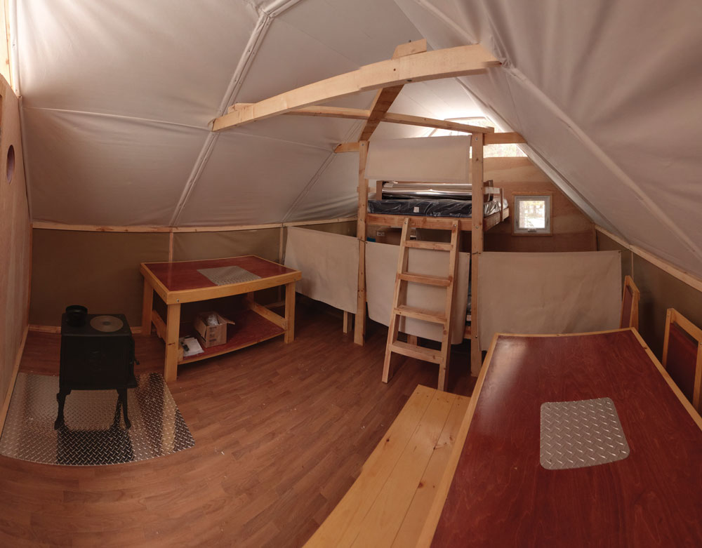 The interior of an oTENTik cabin is spacious and luxurious.