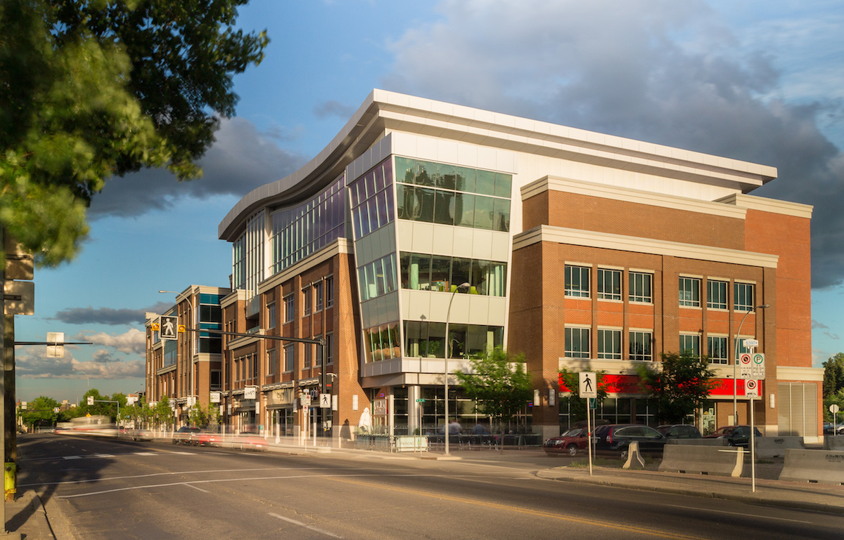 The Atlantic Avenue Art Block which houses Esker Foundation on the fourth floor. There are creative agencies throughout the building with restaurants and retail on at street level.Â