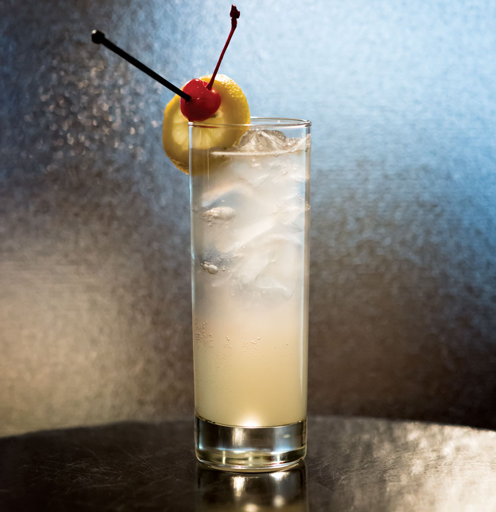 Tom Collins mixed and photographed at the Oak Room at the Fairmont Palliser.