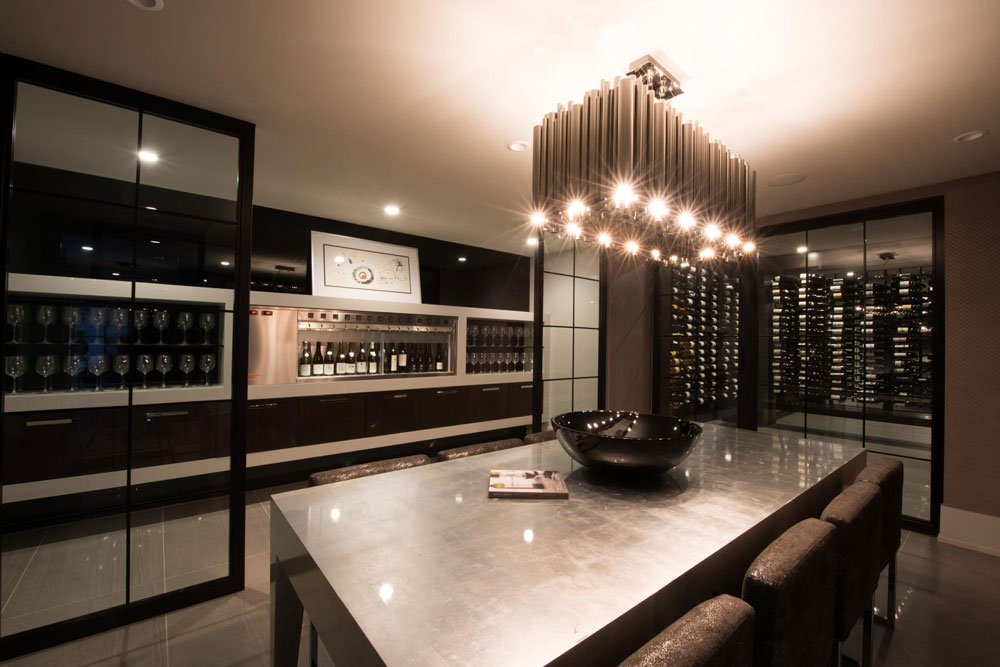 Some 800 bottles of wine were rescued from the Tsubouchis’ original wine cellar after the 2013 flood. The updated space features a climate-controlled storage room and a customized 14-bottle wine dispenser, which is put to good use when the couple entertains friends or business clients.